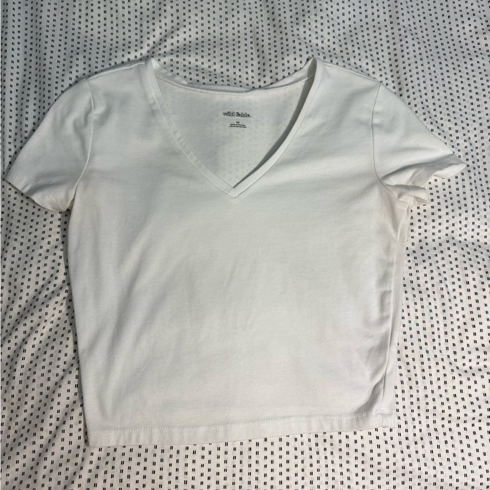 Wild Fable Classic White and Black V-Neck Tee